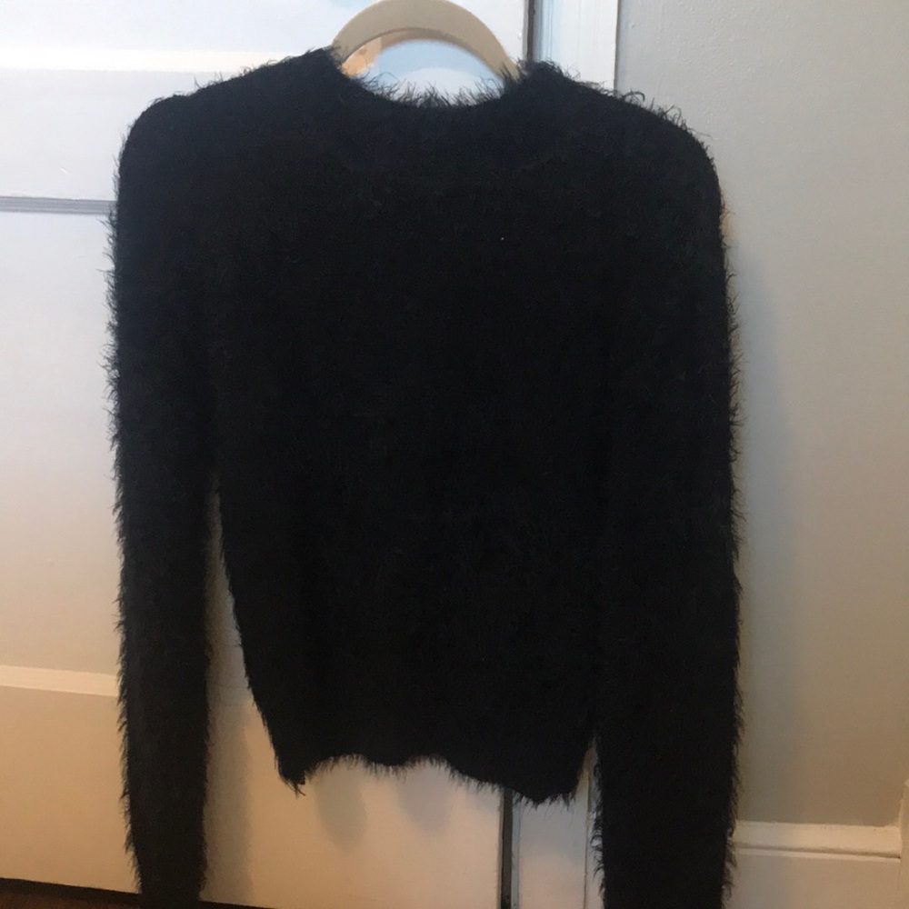 Love Tree Fuzzy Black Fitted Sweater